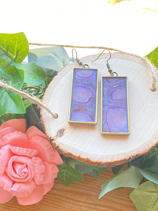 Oblong rectangle agate earrings