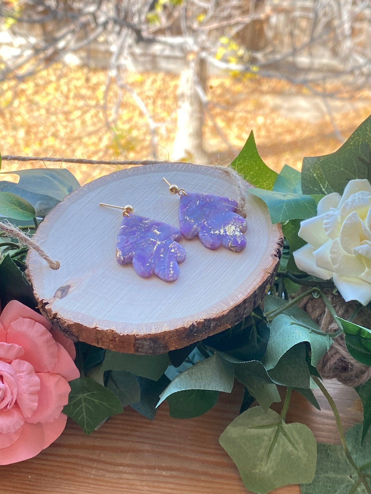 Amethyst marbled scallop dangles