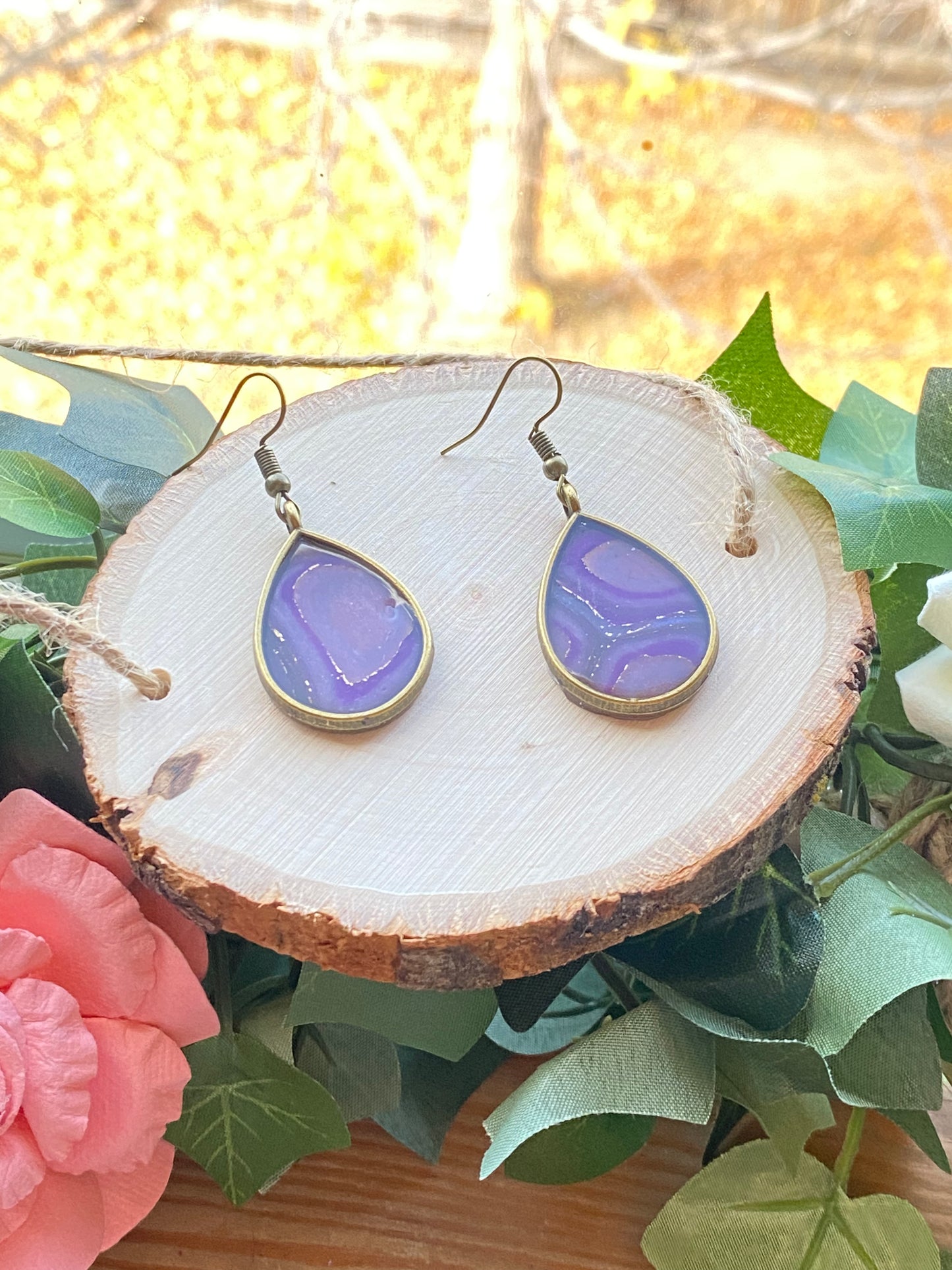 Agate Tear Drop Earrings